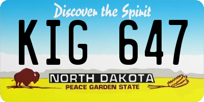 ND license plate KIG647