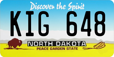 ND license plate KIG648
