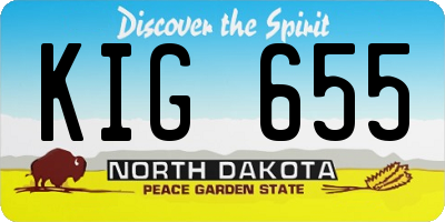 ND license plate KIG655