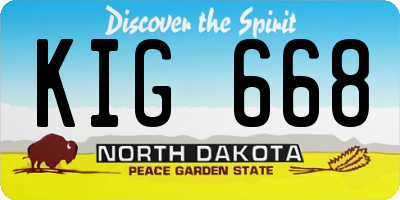 ND license plate KIG668