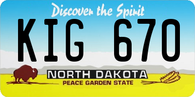 ND license plate KIG670