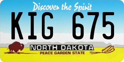 ND license plate KIG675