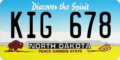 ND license plate KIG678
