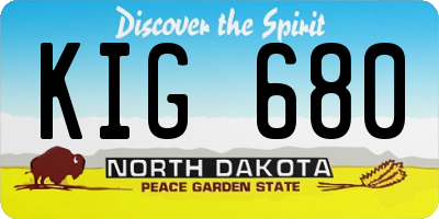 ND license plate KIG680