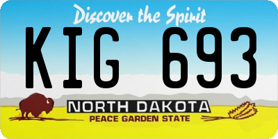 ND license plate KIG693
