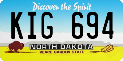ND license plate KIG694