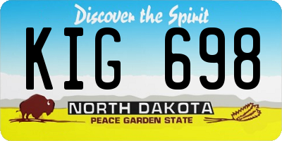 ND license plate KIG698