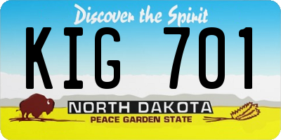 ND license plate KIG701