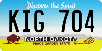 ND license plate KIG704
