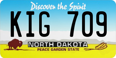 ND license plate KIG709