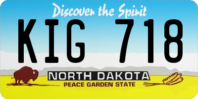 ND license plate KIG718
