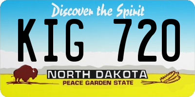 ND license plate KIG720