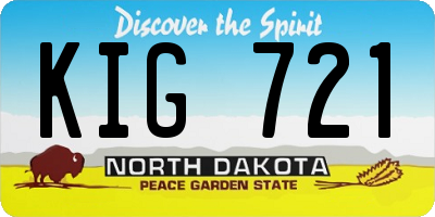 ND license plate KIG721