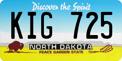 ND license plate KIG725