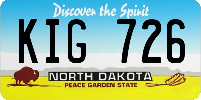 ND license plate KIG726