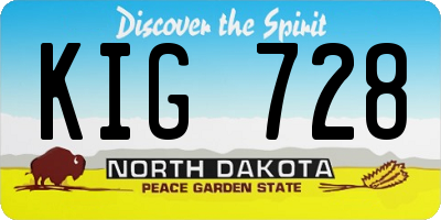 ND license plate KIG728