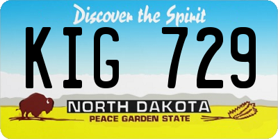 ND license plate KIG729