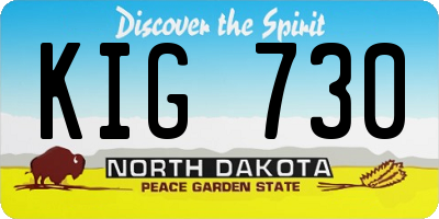 ND license plate KIG730