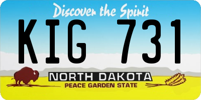 ND license plate KIG731