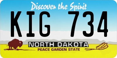 ND license plate KIG734