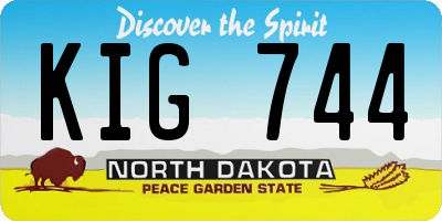 ND license plate KIG744