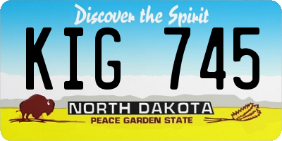 ND license plate KIG745