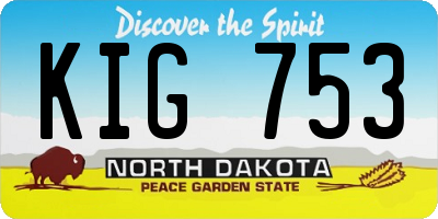 ND license plate KIG753