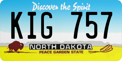 ND license plate KIG757