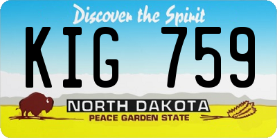 ND license plate KIG759