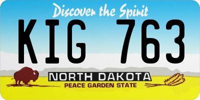 ND license plate KIG763