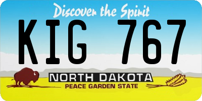 ND license plate KIG767