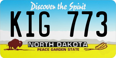ND license plate KIG773