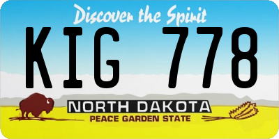 ND license plate KIG778