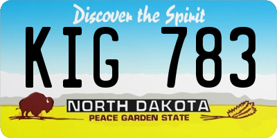 ND license plate KIG783