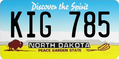 ND license plate KIG785