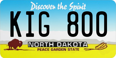 ND license plate KIG800