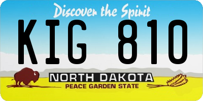 ND license plate KIG810