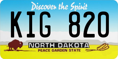 ND license plate KIG820