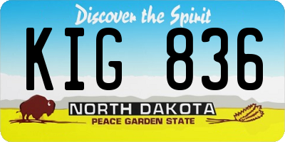 ND license plate KIG836