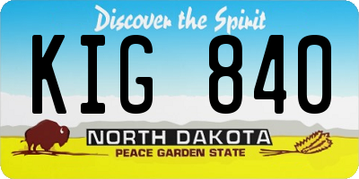 ND license plate KIG840