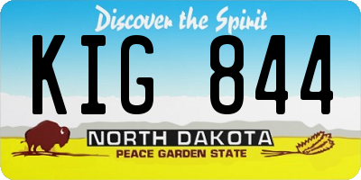 ND license plate KIG844