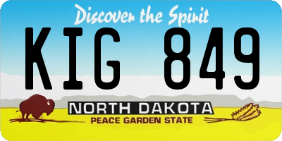 ND license plate KIG849