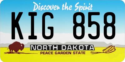 ND license plate KIG858