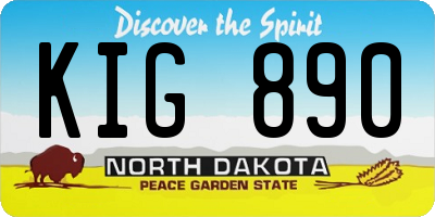 ND license plate KIG890