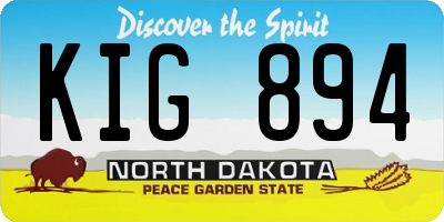 ND license plate KIG894