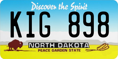 ND license plate KIG898