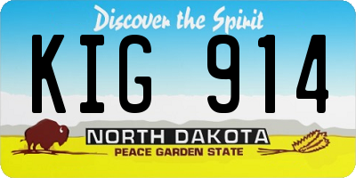 ND license plate KIG914