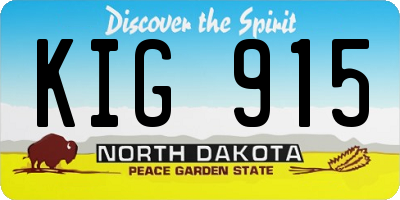 ND license plate KIG915