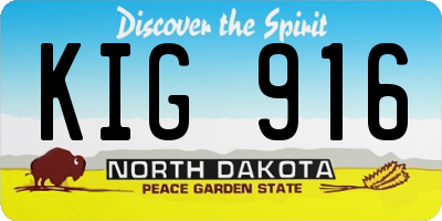 ND license plate KIG916