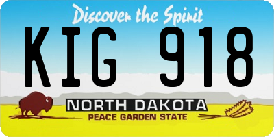 ND license plate KIG918